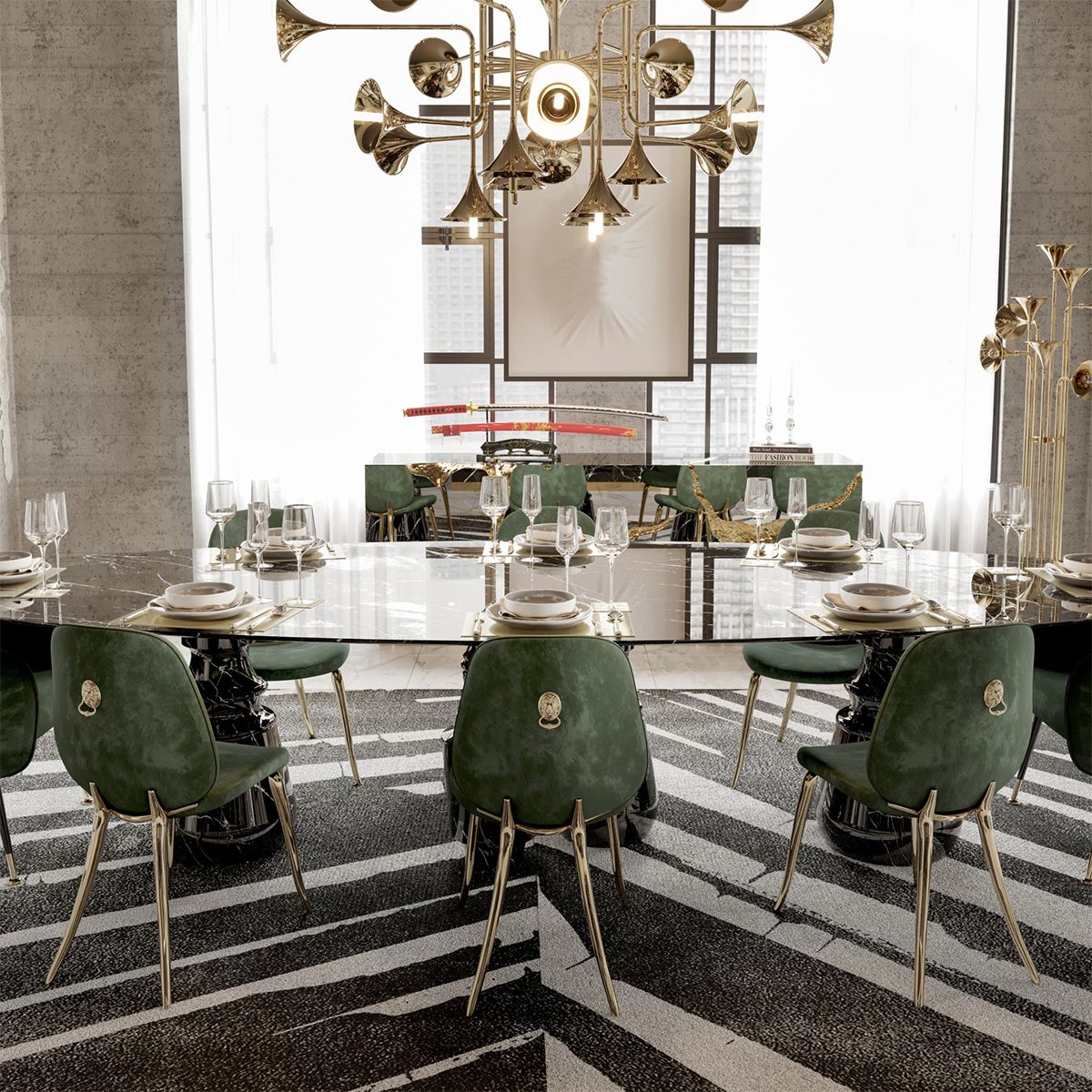 Nordic Style Armless Dining Chairs Glam Side Chairs with Metal Base