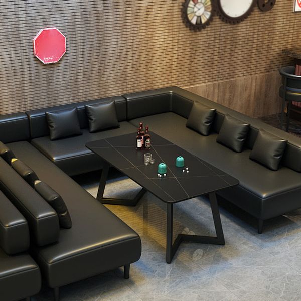 Industrial Sintered Stone Dinner Room Kitchen Table Black Table with Black Frame for Dining Room