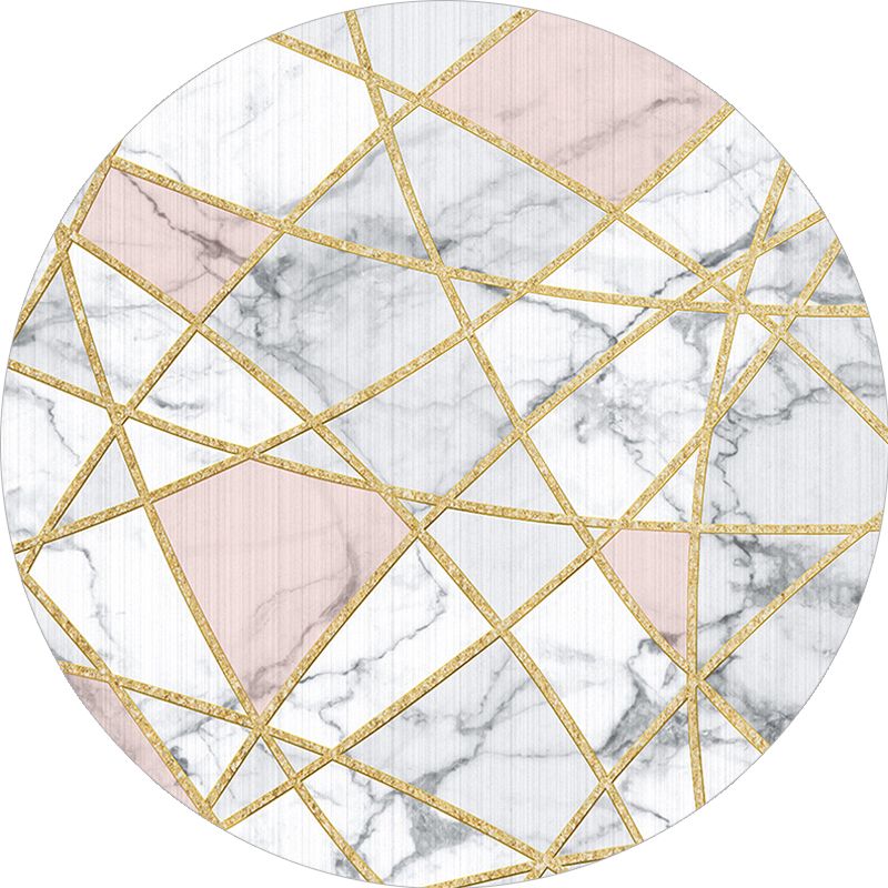 Stijlvol geometrisch patroon Tapijtwit en roze Noordse tapijten Polyester wasbaar Wasbaar Non-Slip Backing Area Tapje voor woonkamer