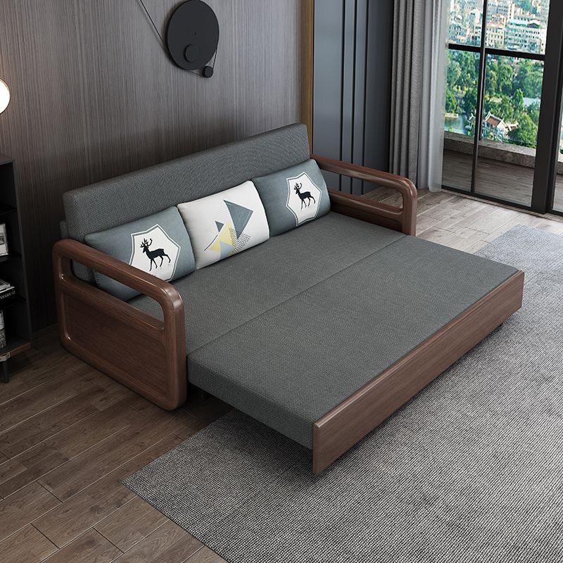 Modern Cotton Blend Sleeper Sofa Wood Frame Armless Sofa Bed