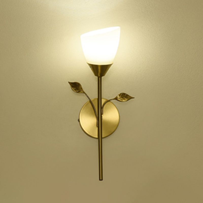 Modern Minimalist Wall Mounted Lamp Glass Wall Lamp in Brass for Living Room