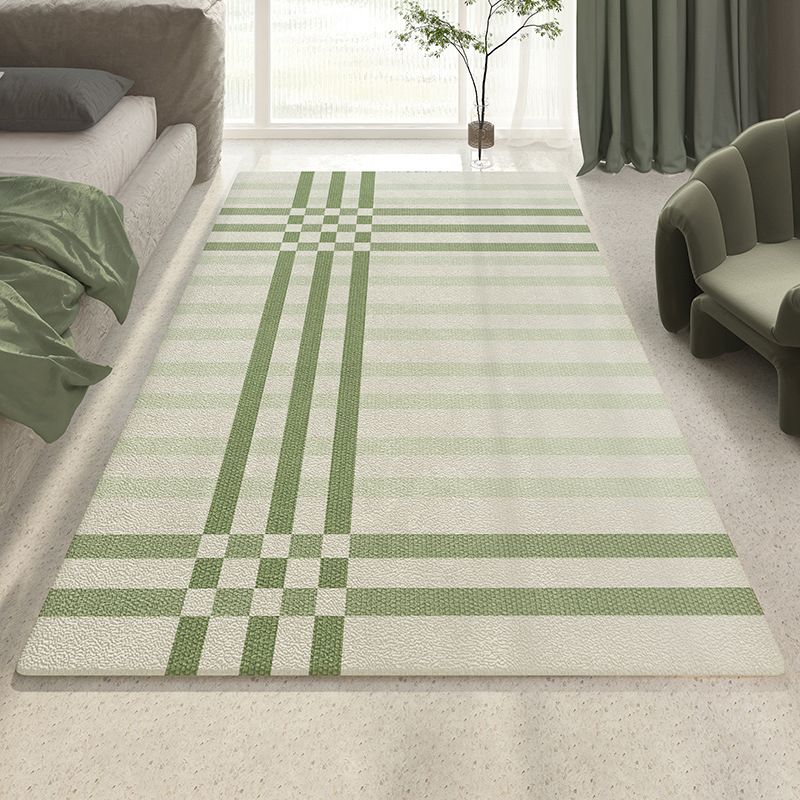 Casual Striped Carpet Polyester Green Carpet Washable Carpet for Drawing Room