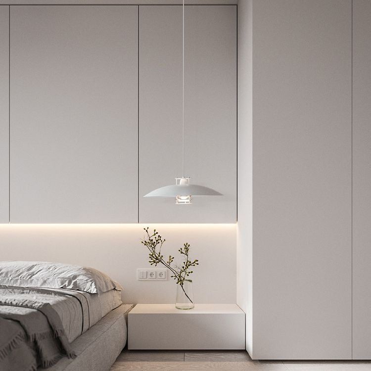 UFO Shaped Single Light Minimalist Hanging Lamp 17.7" Wide Aluminum Alloy Lighting Fixture for Corridor Aisle