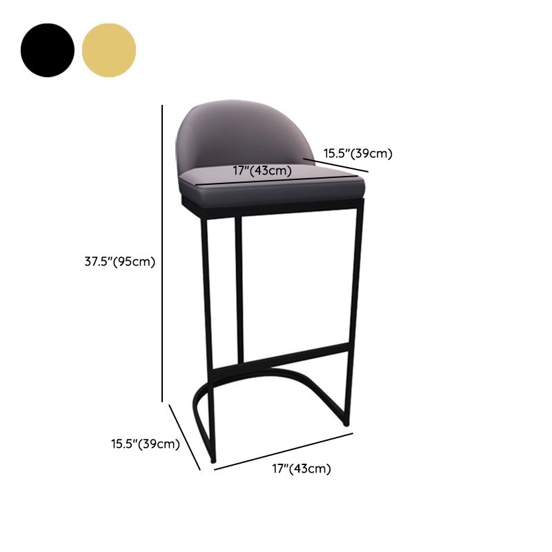 Low Back Bar Stools Glam Metal Dining Stools with Metal Base