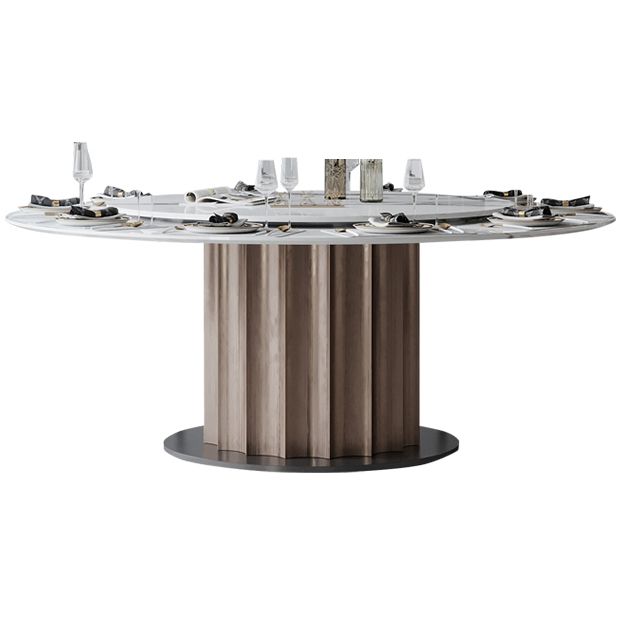 Round Pedestal Dining Table Traditional Luxury Furniture with Turntable