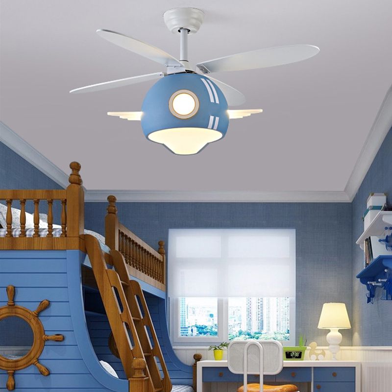 Ventilador colgante de aire acondicionado de la luz de caricatura Metal Metal para niños LED Semi-Flush Light con ventilador