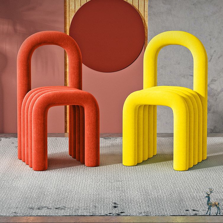 Contemporary Velvet Armless Dining Chairs Metal Dining Chair for Home Use