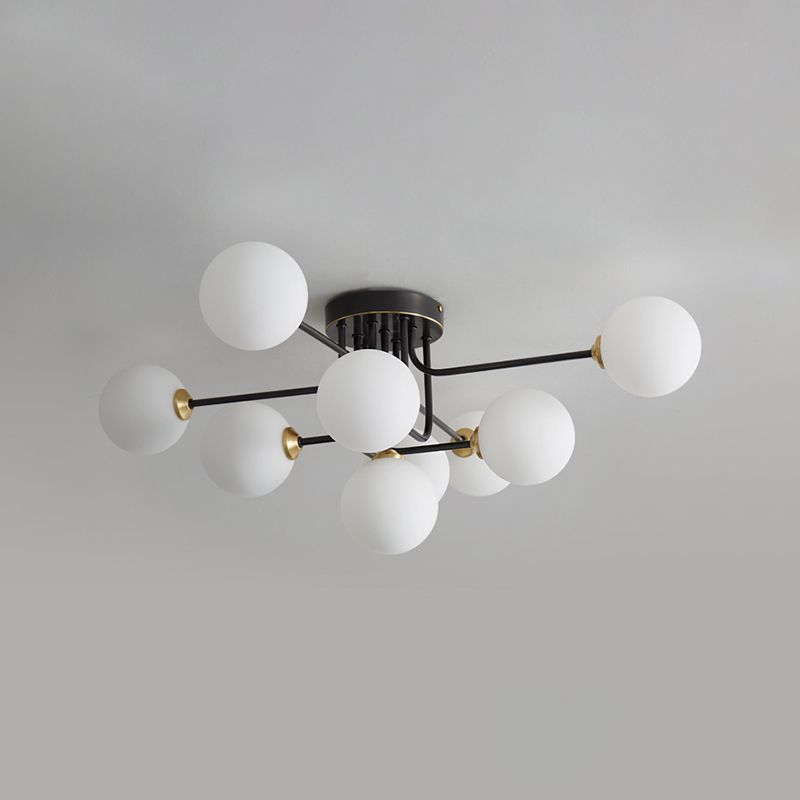 Éclairage de plafond de salon en verre de forme de boule de luminaire monté au plafond simple