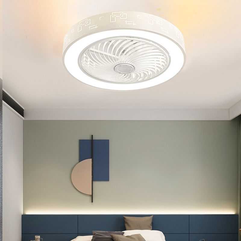 Lámpara de ventilador en forma de tambor rosa caricatura led metal semi flush luz para habitación infantil