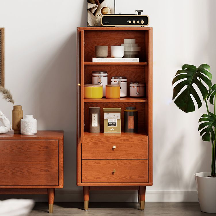 Modern Two Drawer Accent Cabinet Rectangular Wooden and Glass 1-Door Cabinet