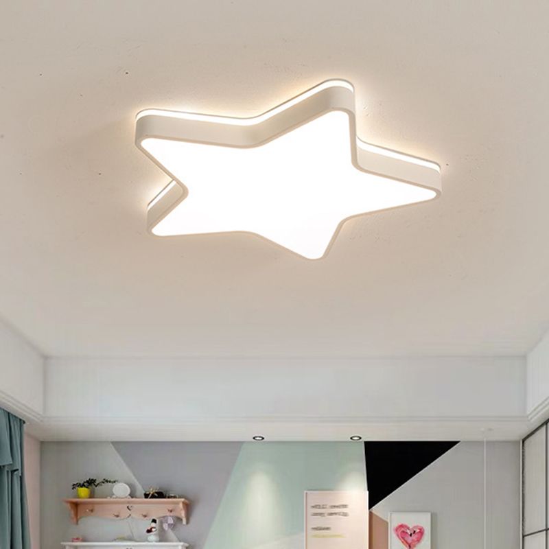 Acrylique Star LED Ceiling Light in Modern Concise Style Wrought Iron Macaron Flush Mount for Bedroom