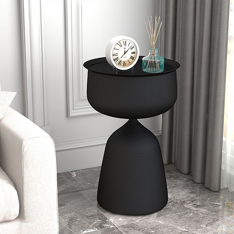 Tray Top Pedestal Side Table Round Sofa Corner Table with Storage