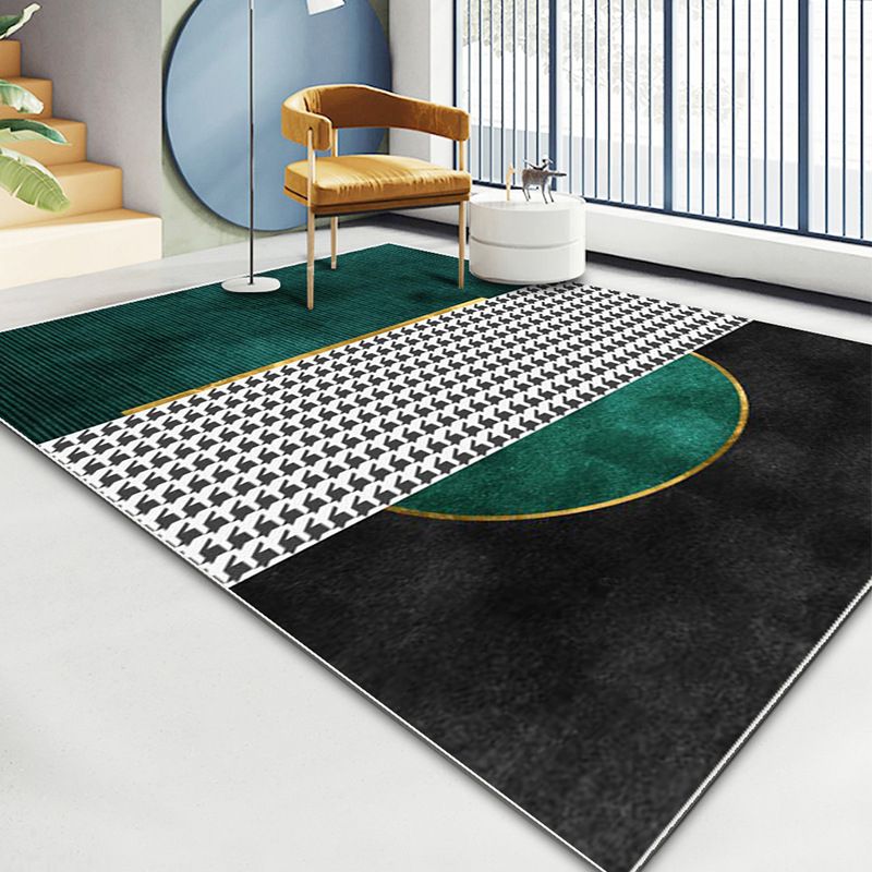 Gorgeous Area Carpet Trendy Atrovirens Rug Washable Polyster Carpet with Non-Slip Backing