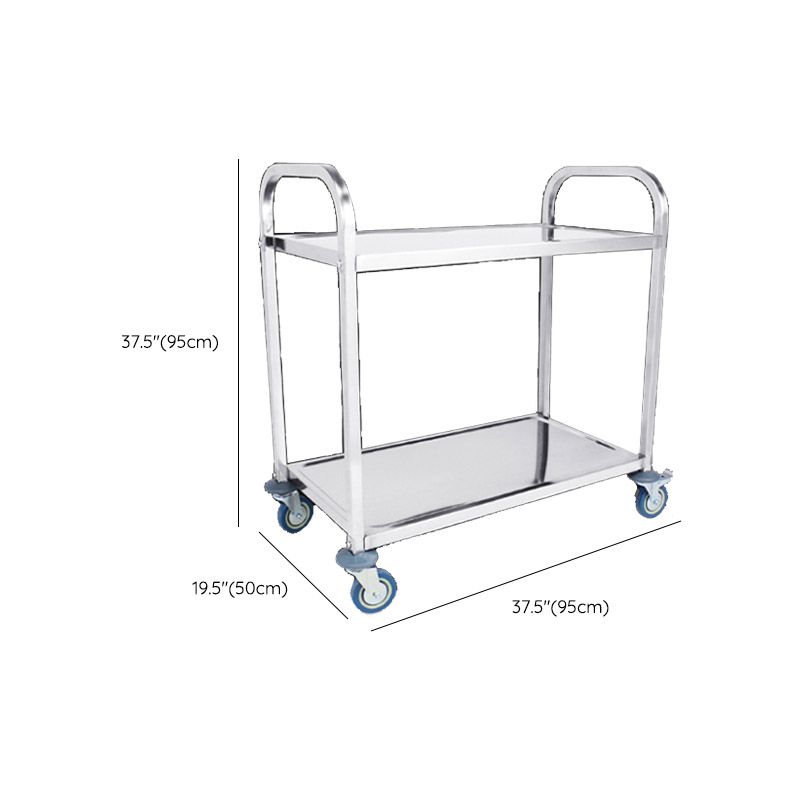 Modern Open Storage Prep Table Rectangular Metal Dining Room Kitchen Trolley