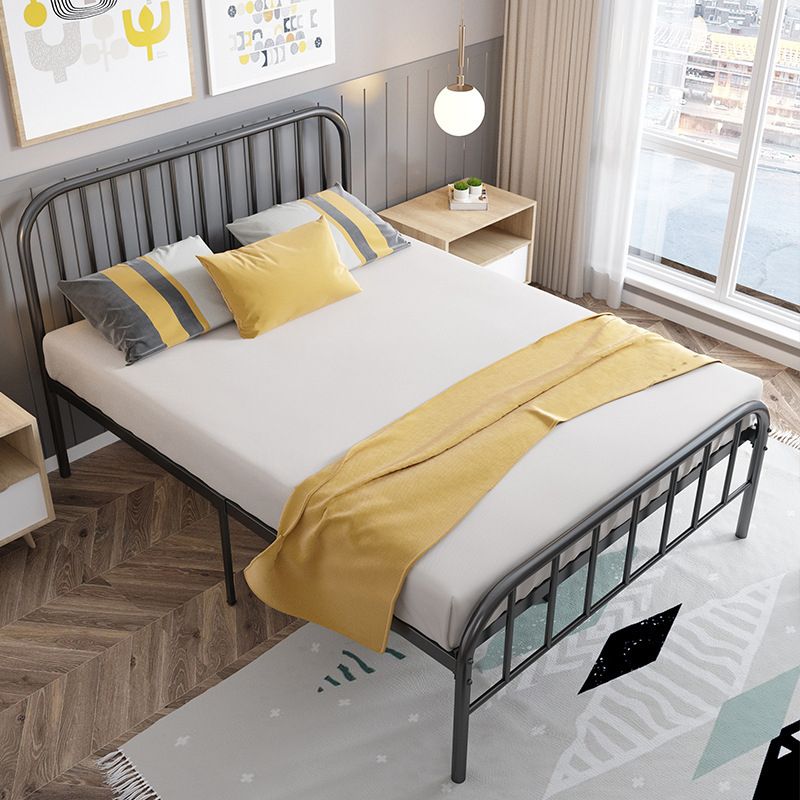 Contemporary Metal Slat with Headboard Rectangular with Metal Legs Slat Bed