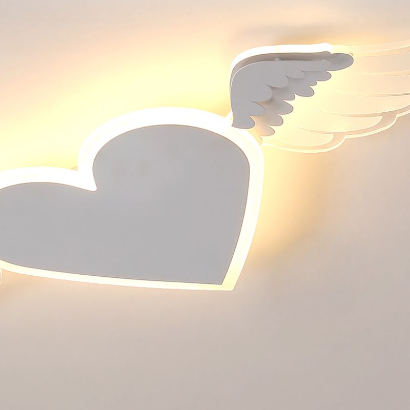 Plafonnier LED en forme de cœur blanc/rose pour enfants, plafonnier en métal pour enfants, lumière chaude/blanche