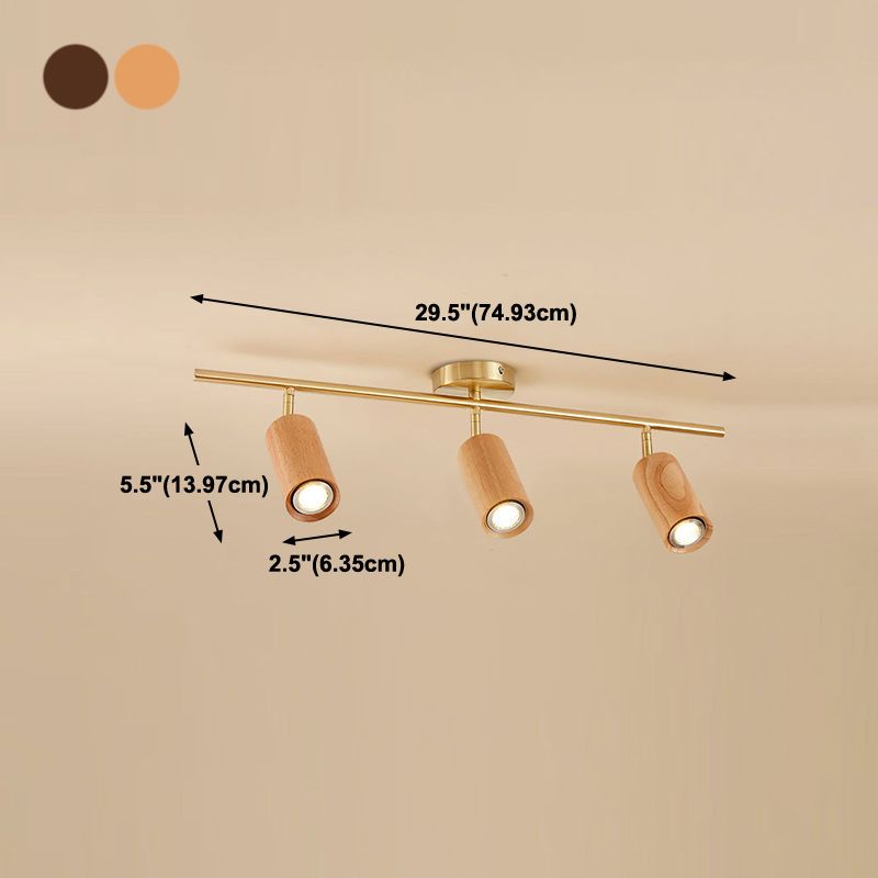 Modern Style Cylindrical Shape Ceiling Light Wood Multi Light Ceiling Light for Restaurant