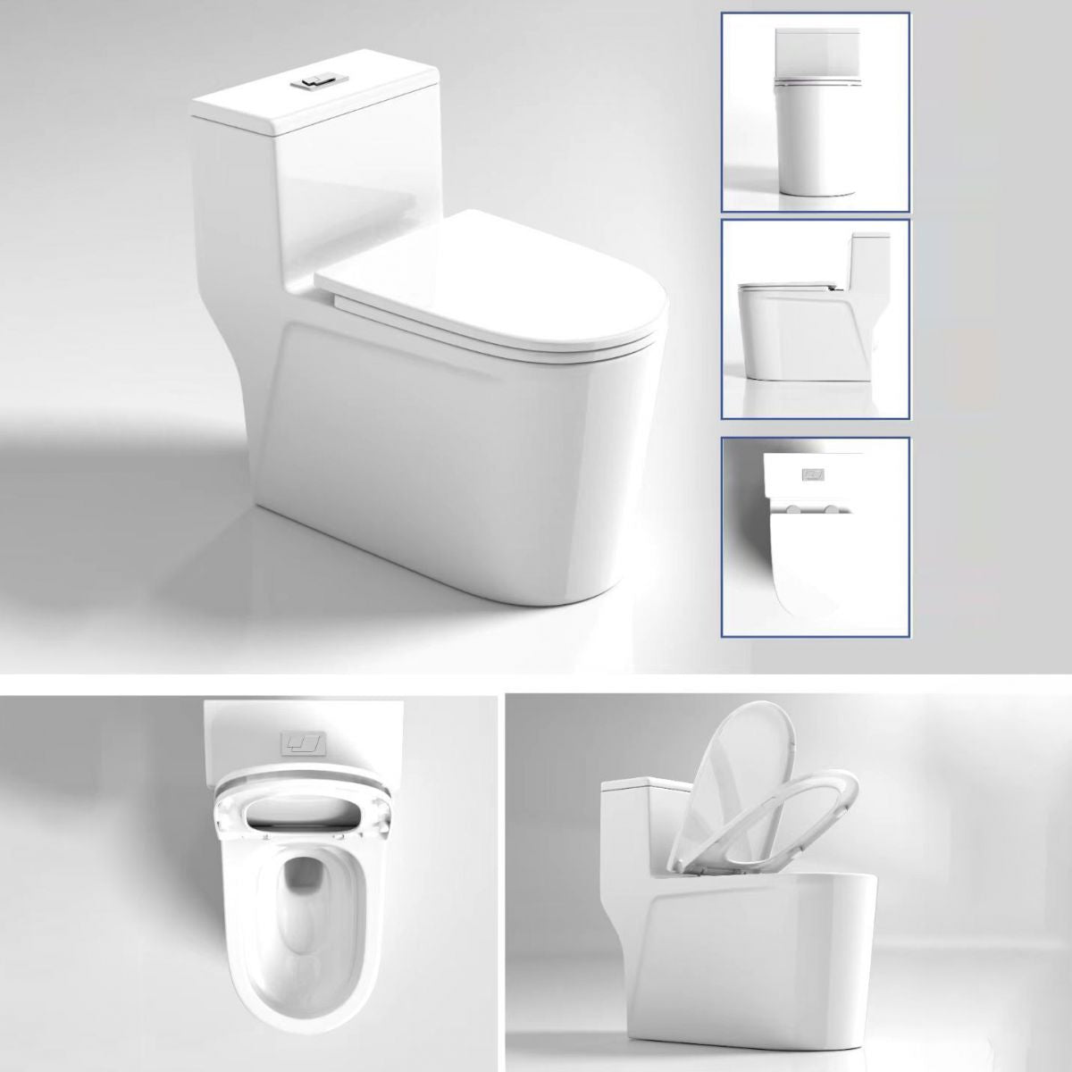 Modern Skirted Flush Toilet Ceramic Elong Floor Mount One-Piece Toilet