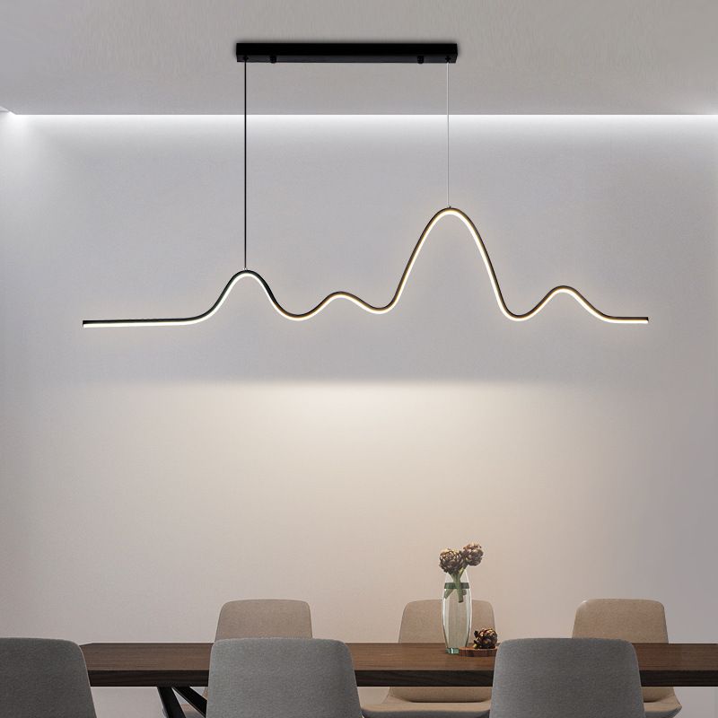 Golden/Black Kitchen Island Lighting Modern Linear LED Ceiling Light for Foyer