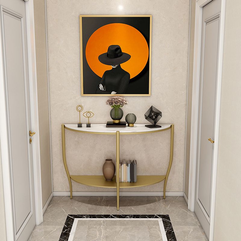 Stone Half Moon Console Table 33.46" Tall Legs Included Accent Table