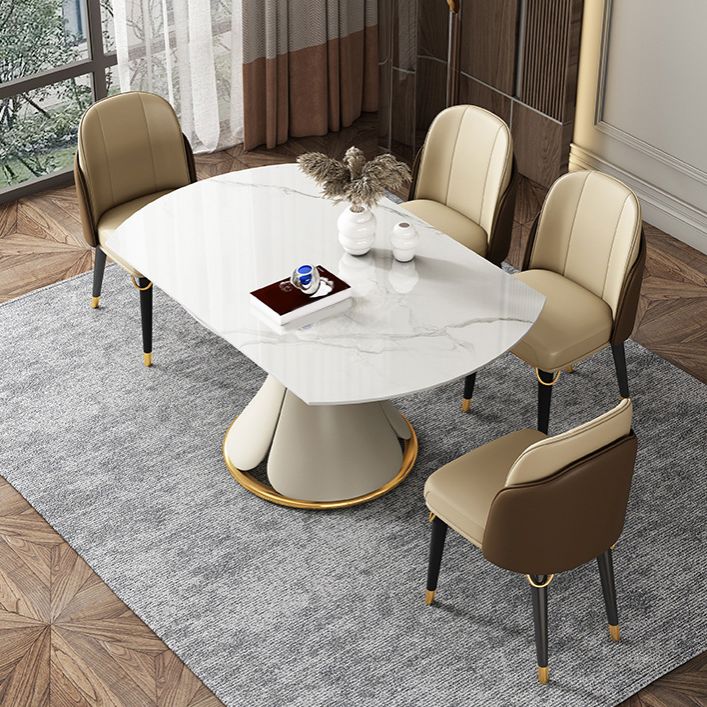 Glam Style Sintered Stone Dining Set Round 1/2/3/5/6/7/9 Pieces Dining Set for Home Use
