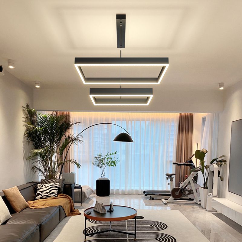 Iluminación de colgante estructurado negro mate lámpara de led metal para sala de estar para sala de estar