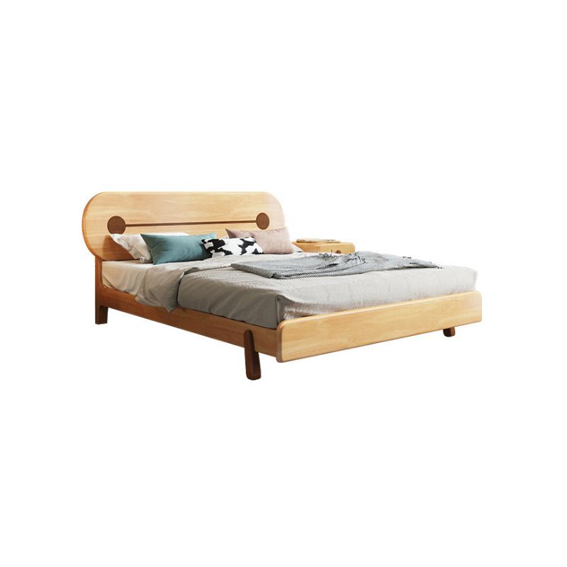 84.65 inch Wide Scandinavian Standard Bed Solid Wood Bed with Headboard