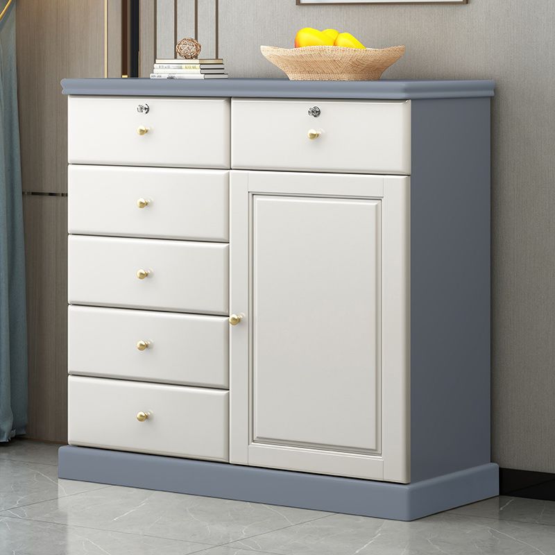 39.4" Tall Solid Wood Chest 6 - Drawer and 1 - Door Accent Cabinet