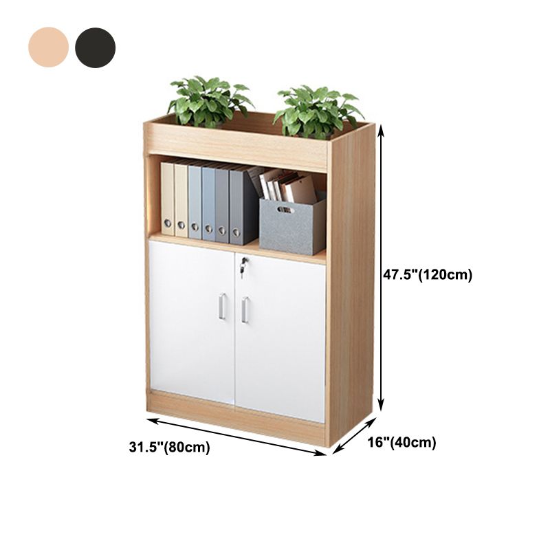 Wooden Bookcase with Doors Contemporary Bookshelf for Home Office