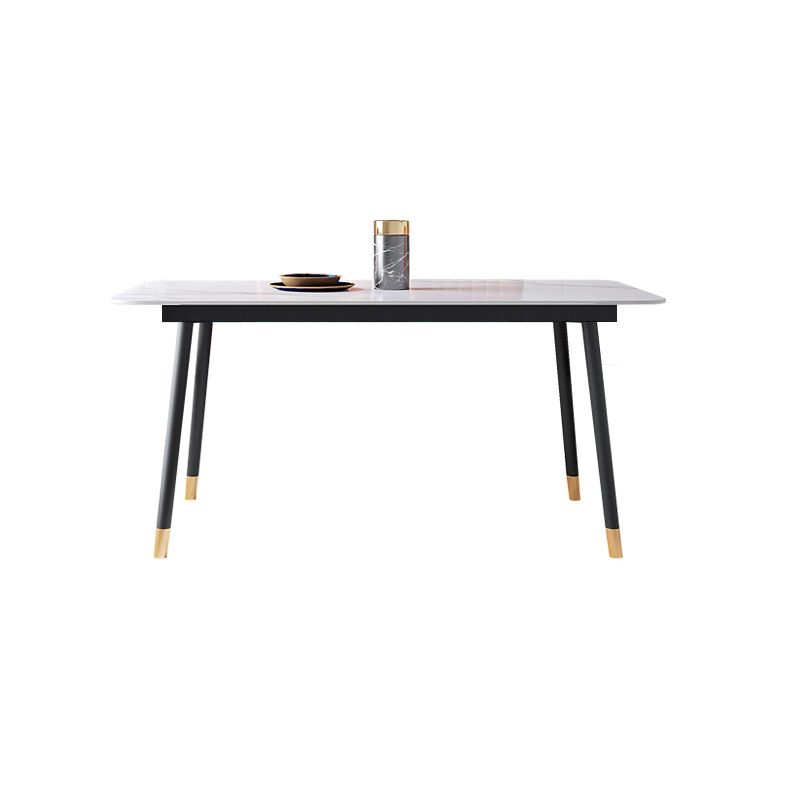 Metal Modern Rectangle Dining Table Sintered Stone Top Table with 4 Legs