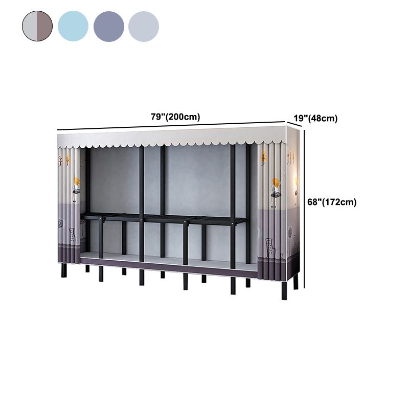 Black Steel Frame Wardrobe Contemporary Folding Wardrobe Armoire