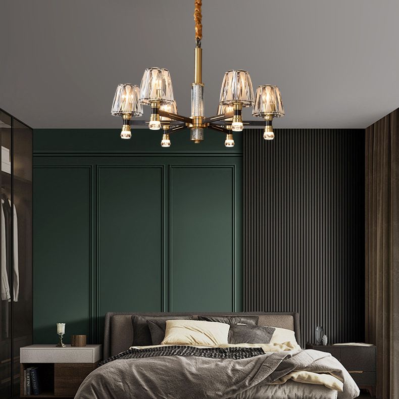 Conical Chandelier Light Fixture Traditional Clear Glass Pendant Lighting for Restaurant
