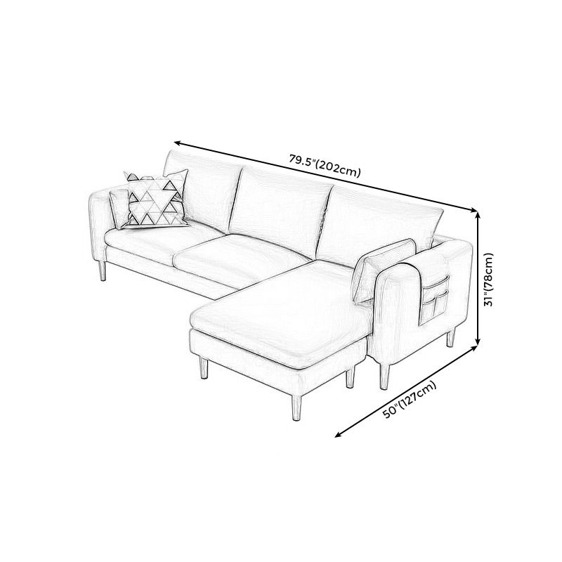 Scandinavian Velvet Removable Cushions Square Arm Sofa Slipcovered Sectional