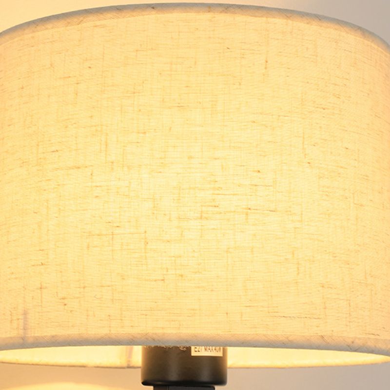 Modern Metal Wall Sconce Cylinder Shape Wall Light with Fabric Shade for Bedroom