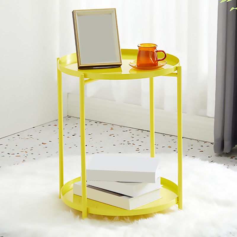 Mid-Century Modern Cross Legs Coffee Table with Round Top in Iron