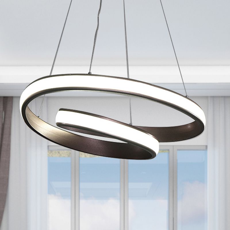 23"/31.5" Wide Loop Ceiling Light Fixture Modern Acrylic LED Brown Chandelier Lamp in Warm/White Light