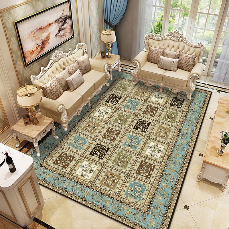 Light Yellow Graphic Rug Polyester Luxurious Rug Non-Slip Backing Rug for Drawing Room
