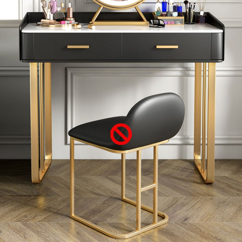 Black/White Make-up Vanity Luxurious Stone Top Dressing Table