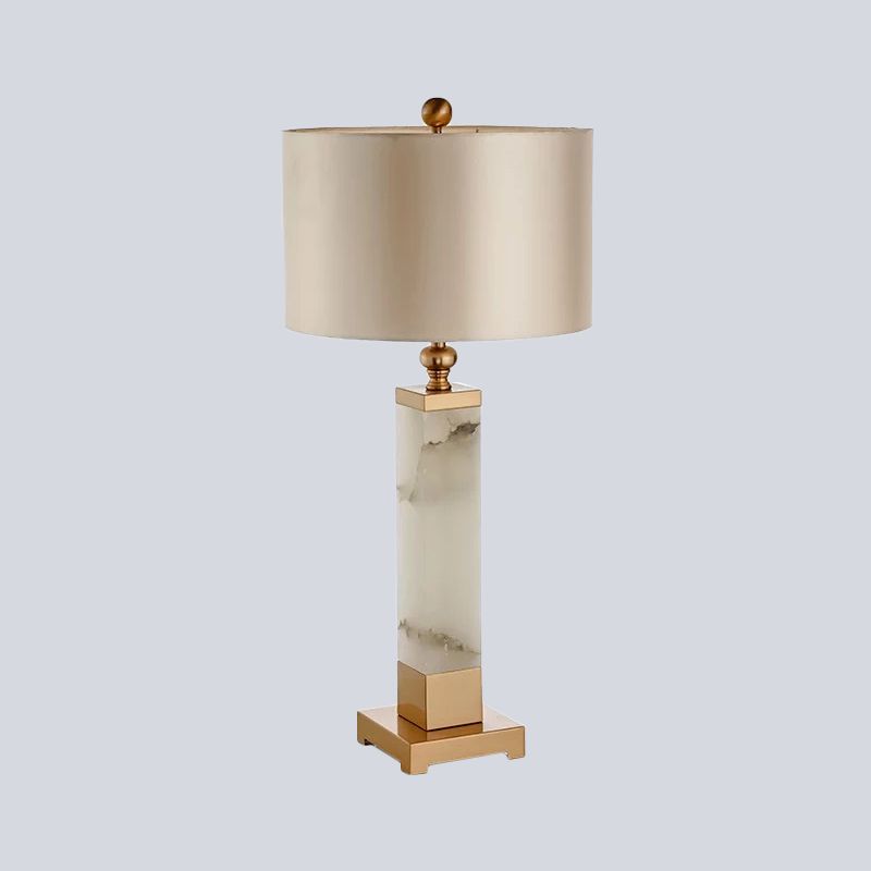1 tête de salon de bureau lampe de bureau moderne lumière de table en or avec une teinte en tissu cylindrique