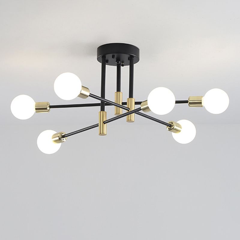 Sputnik Metal Semi Flush Ceiling Lights Modern Living Room Semi Flush Mount Light Fixture