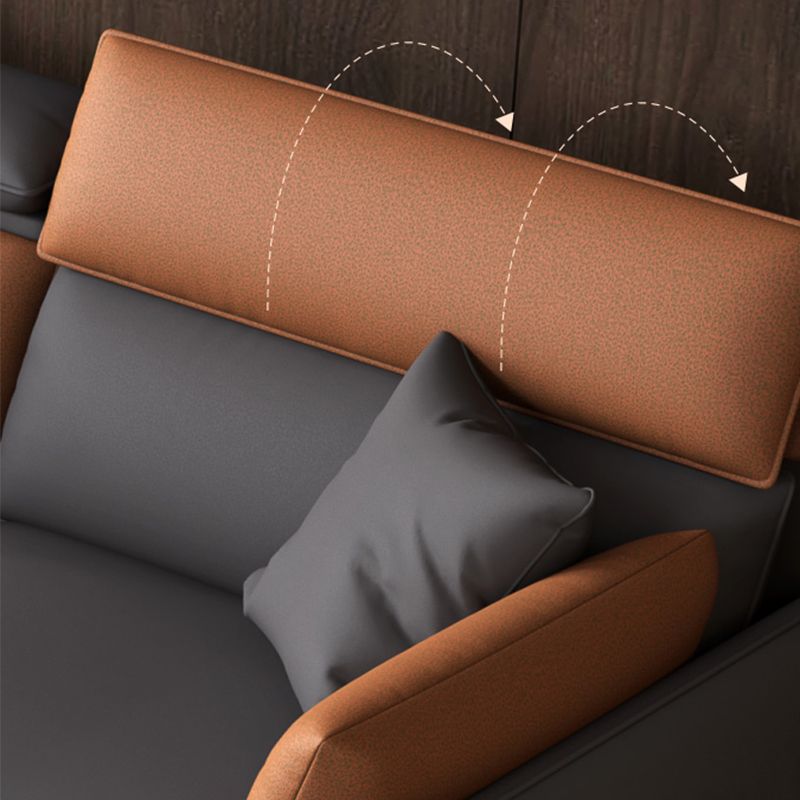 Faux Leather Cushion Back Sectional with Storage for Living Room