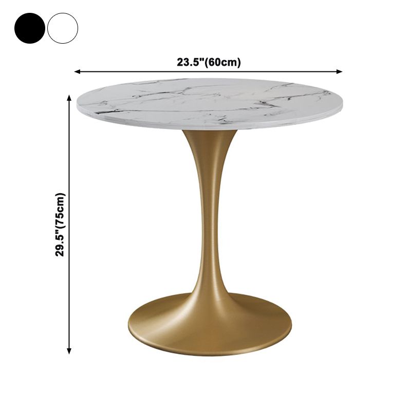 Traditional Luxury Round Dining Table Sintered Stone Table with Gold Tulip Base