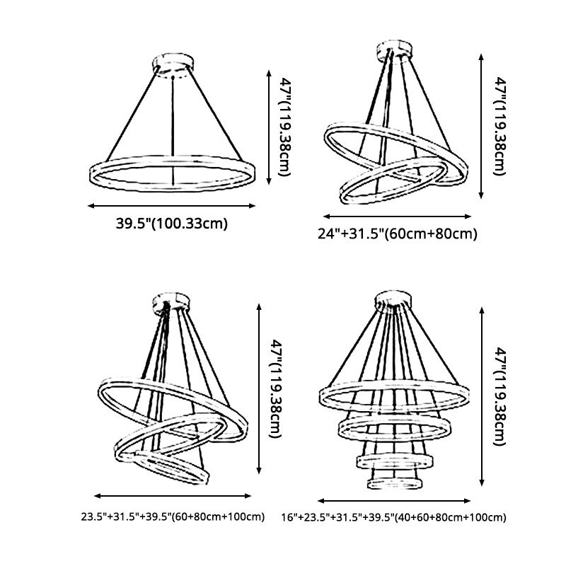 Moderne ring kroonluchter acryl hanger plafondlampen met verstelbaar hangsnoer voor woonkamer