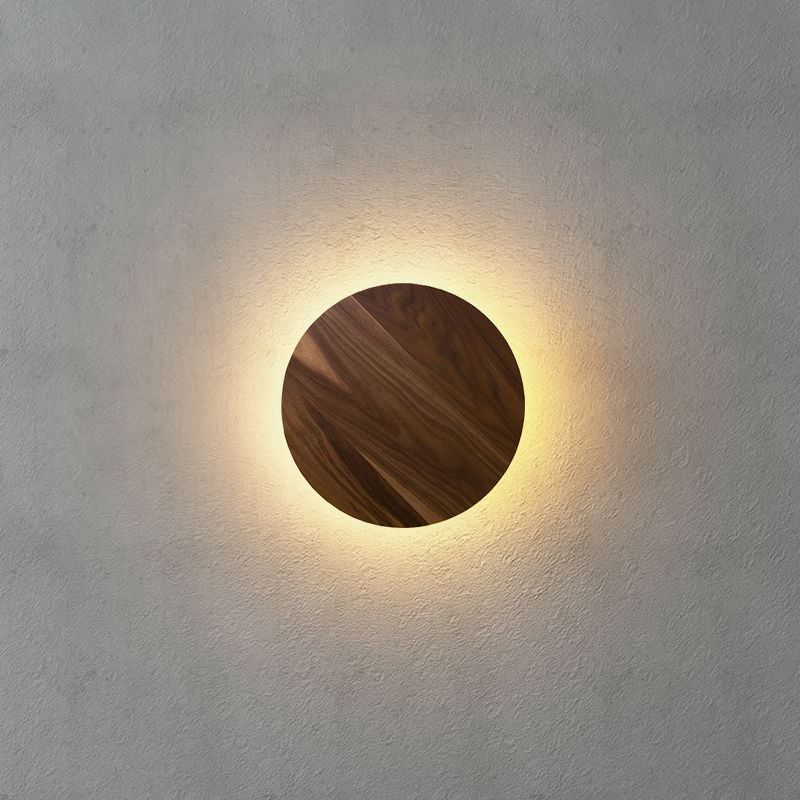 Stile minimalista Nordico Round Disc Sconce Lampada in legno 1 Prononi leggeri