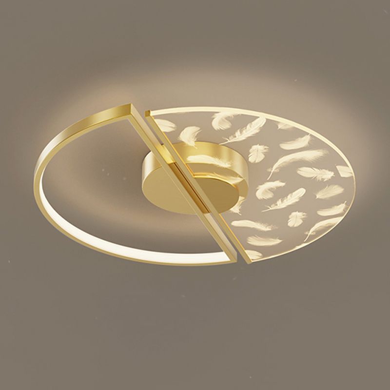 2 Light Circle Ceiling Lamp Modern Style Metal Ceiling Lighting for Living Room