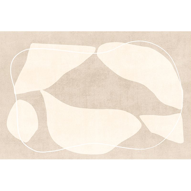 Simplicity Abstract Print Carpet Apricot Tone Polyester Rug Stain Resistant Carpet for Home Decor