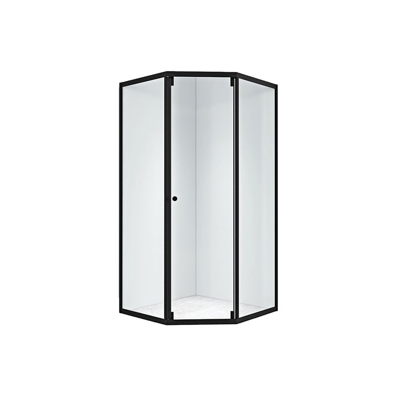 Black Framed Shower Enclosure Corner Single Sliding Shower Stall With Door Handles