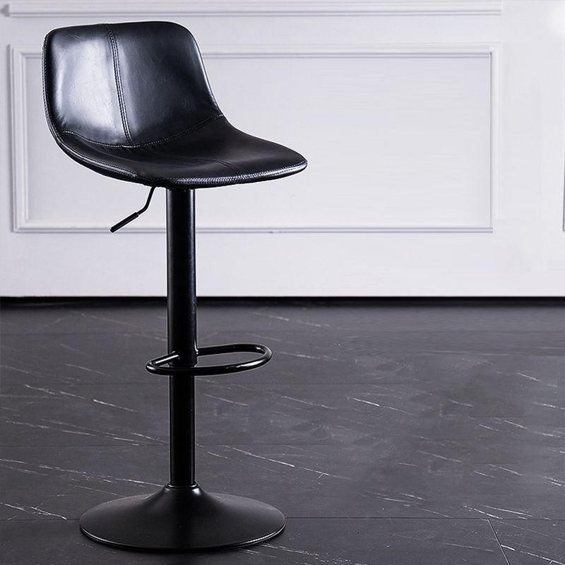 Industrial Bar and Counter Stool Low Back Stool with Pedestal Base in Black