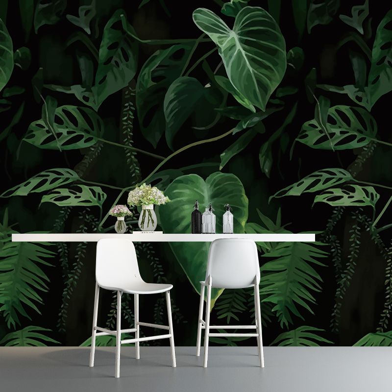 Tropical Elephant Ear Plant Murals Decal Green Leaves Wall Covering for Home Gallery