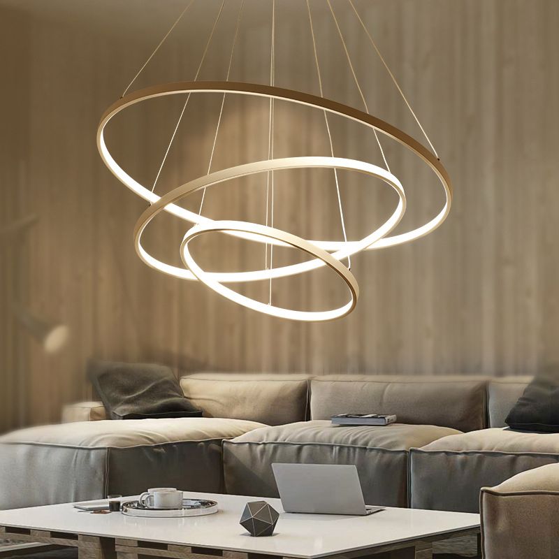 Circle Multi-layer Hanging Light Modern Style Multi Lights Metal Pendant Lights